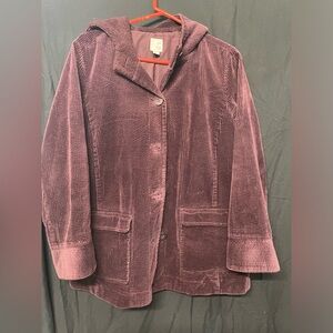 J. Jill Heritage Tumbled Cord Coat Woman’s Size Med Purple Hooded